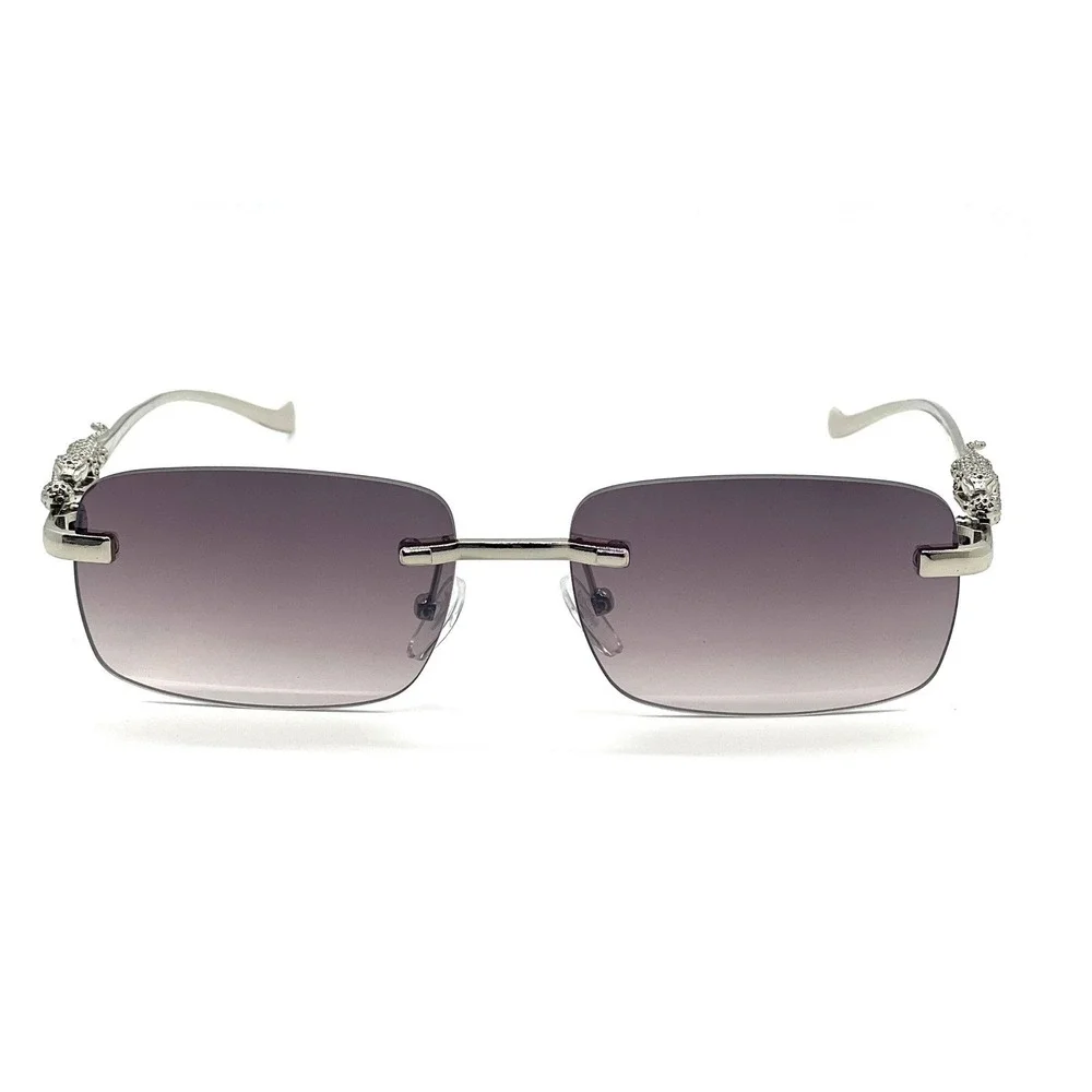 Sunglasses Women Silver Frame Black‎ Lens Outdoor UV400 Protection Square Lentes